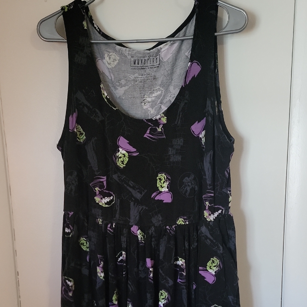 Black and Purple Sleeveless Dress